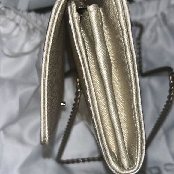 MK Metallic Gold Logo print patent leather large wallet. EUC. 0 call outs - Picture 8 of 11